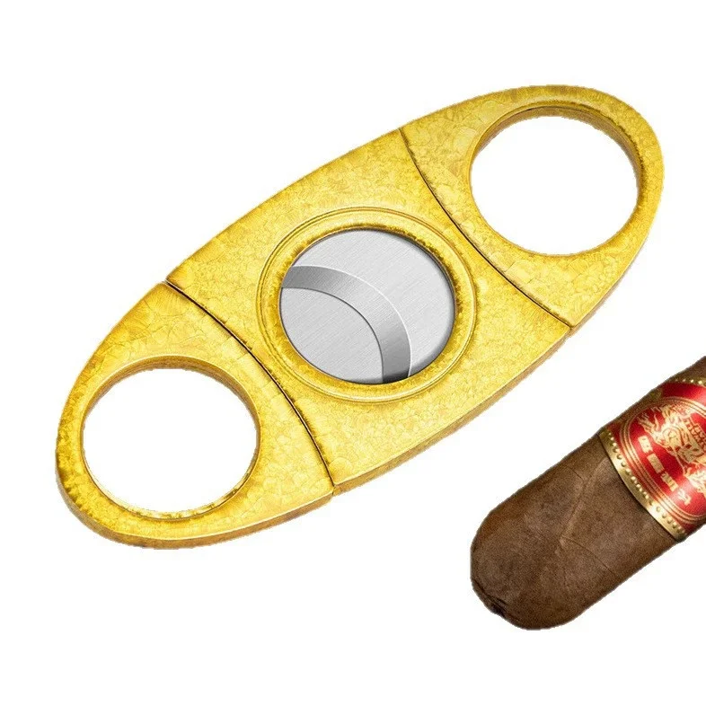 2026New Gold Ice Flower 22mm Caliber Cigar Cutter, Manual Cigarette Breaker, Cigar Accessories, Wedding Party Souvenirs, Gifts