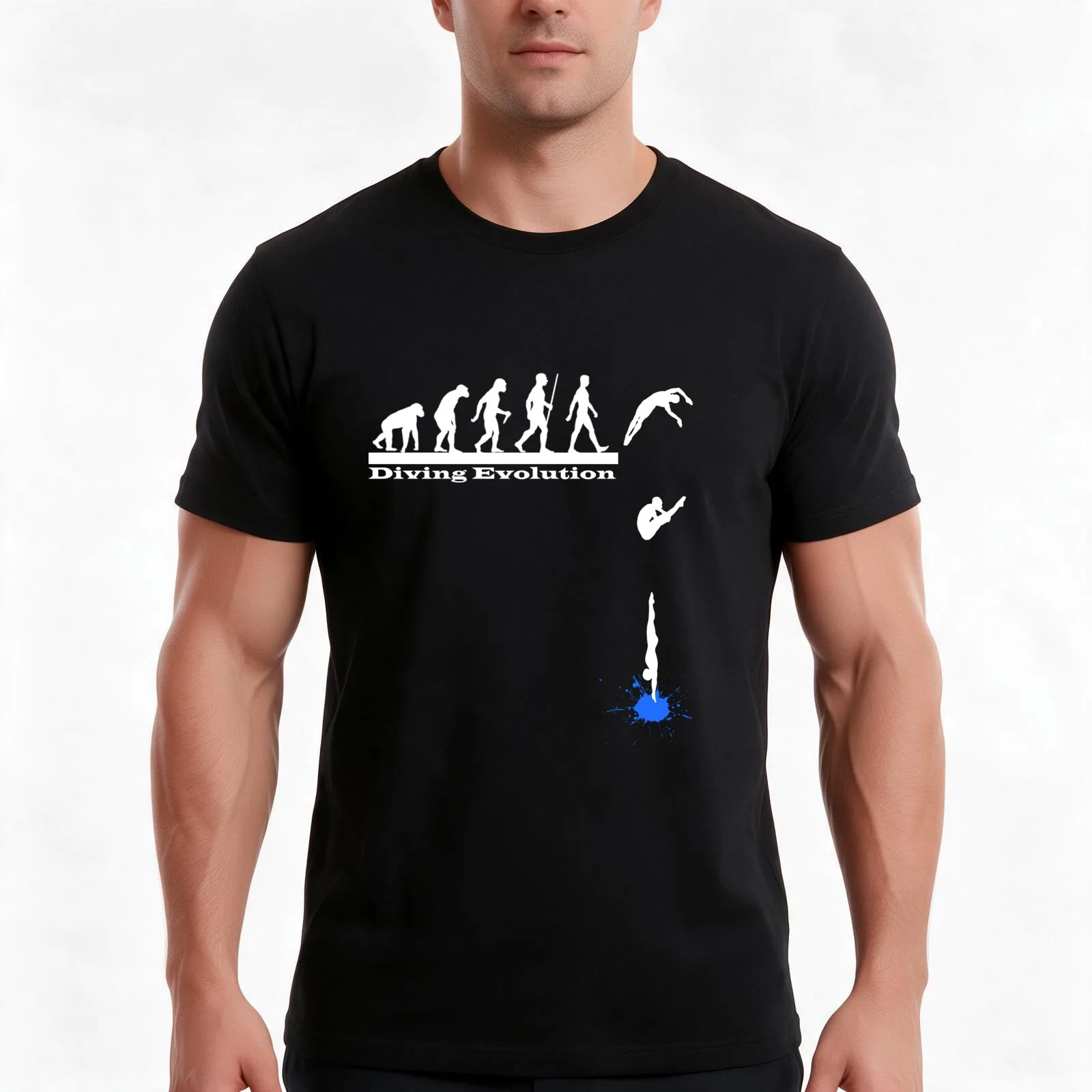 Springboard Diving Evolution Sport Platform Diver Gift T-Shirt, Summer Casual Cotton Tee, Oversized Streetwear Tops, 100% Cotton
