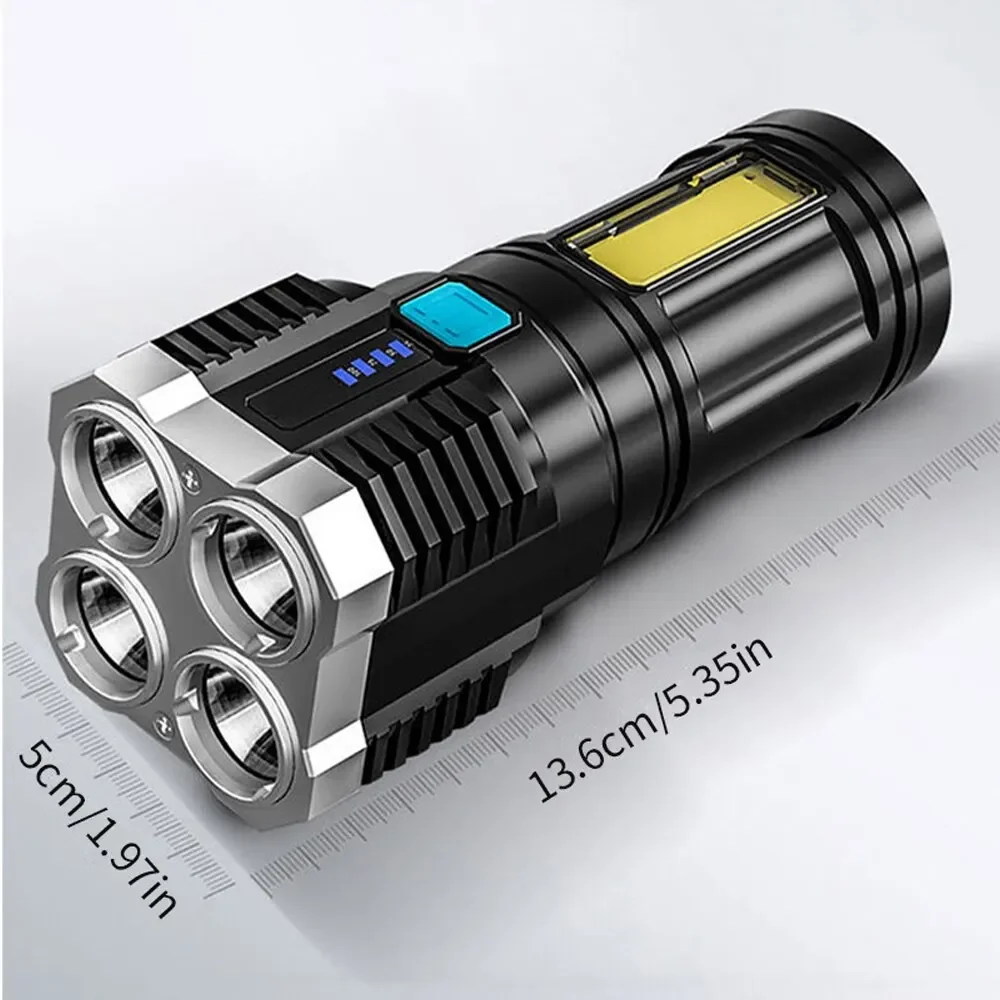 4 Core Led Bright Flashlight COB Side Light Outdoor Portable Home USB Rechargeable Camping Fishing Adventure Torch Light