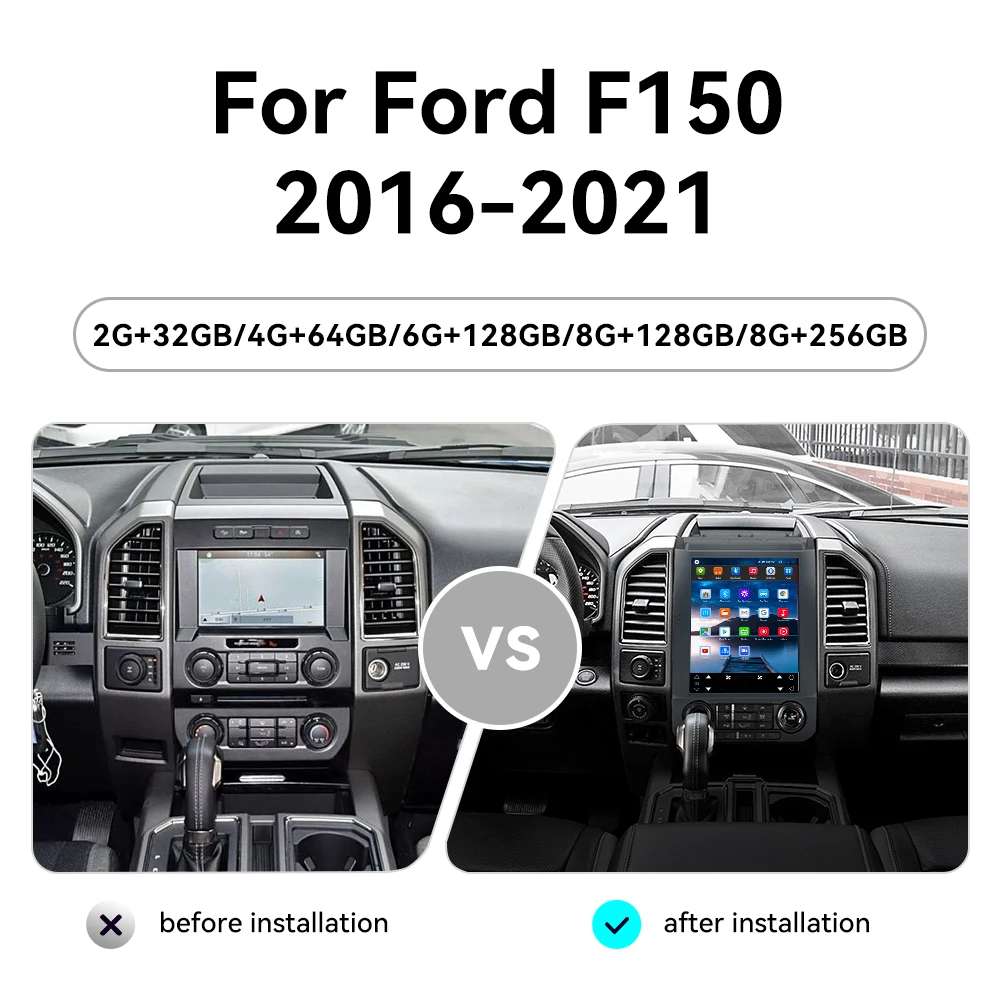 12 "راديو السيارة لفورد F150 2015-2020 شاشة أندرويد مشغل فيديو السيارات الوسائط المتعددة ستيريو نظام تحديد المواقع والملاحة رئيس وحدة Carplay