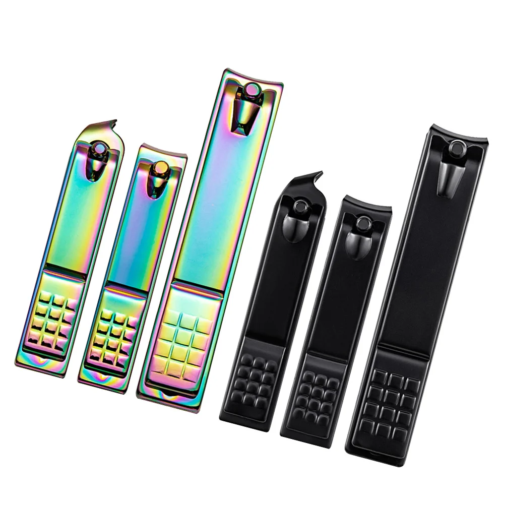 مجموعة ماكينة تشذيب الأظافر من الفولاذ المقاوم للصدأ مكونة من 6 قطع، تصميم مريح ومتين، أدوات مانيكير للعناية بالأظافر، أسود ملون