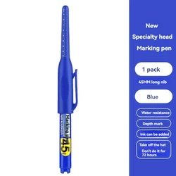 1PCS 45mm Tip Waterproof Long Head Marker Pen Quick-Dry Ink for Woodworking Construction, Deep Hole Non-Toxic Black Red Blue