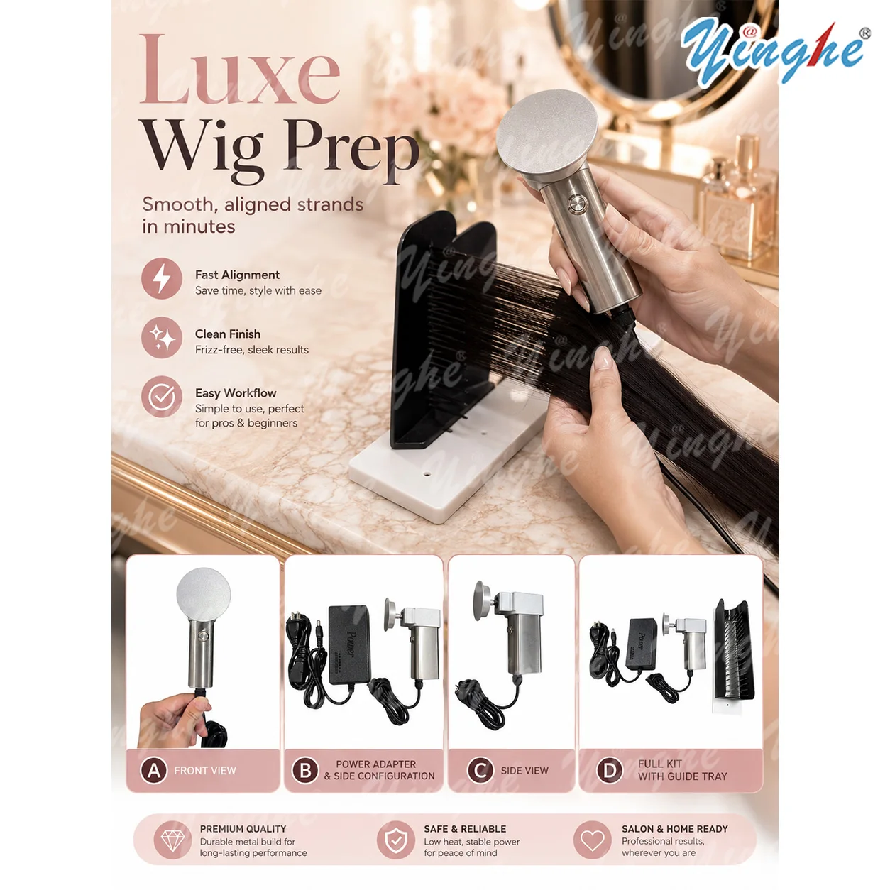 Stainless Steel Auto Hair Aligner for High-Volume Salon, Bulk Extensions Flattener, Time Saving Straightener Tool 2026