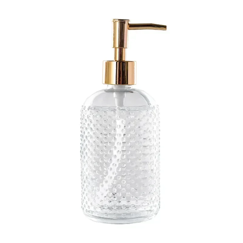 Glass Soap Dispenser Bottle Bathroom Liquid Shampoo Shower Gel Bottle Refillable Storage Container Soap Press Empty Bottles