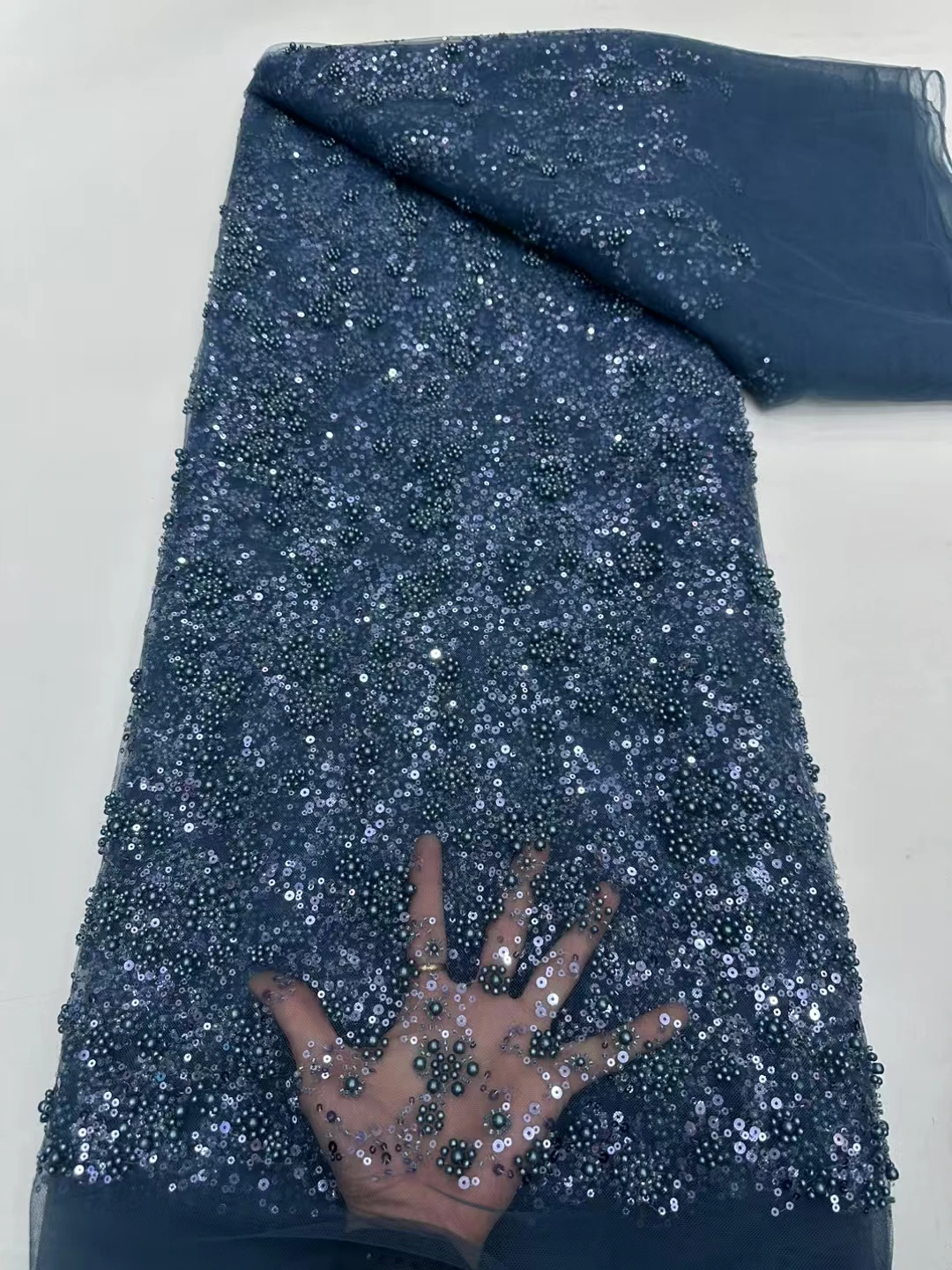 럭셔리 아프리카 스팽글 비즈 레이스 원단 2025 고품질 레이스 5야드 핑크 프랑스 레이스 원단 나이지리아 레이스 원단 파티