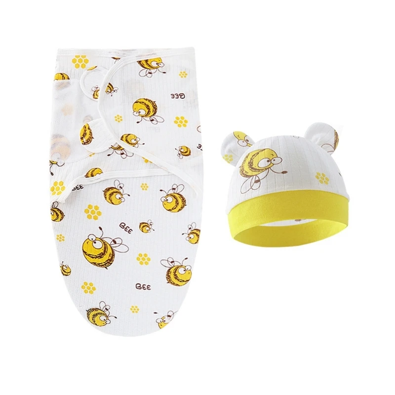 saco dormir do bebê envoltório cobertor urso orelha chapéu do bebê saco dormir ajustável pele-friendly swaddle