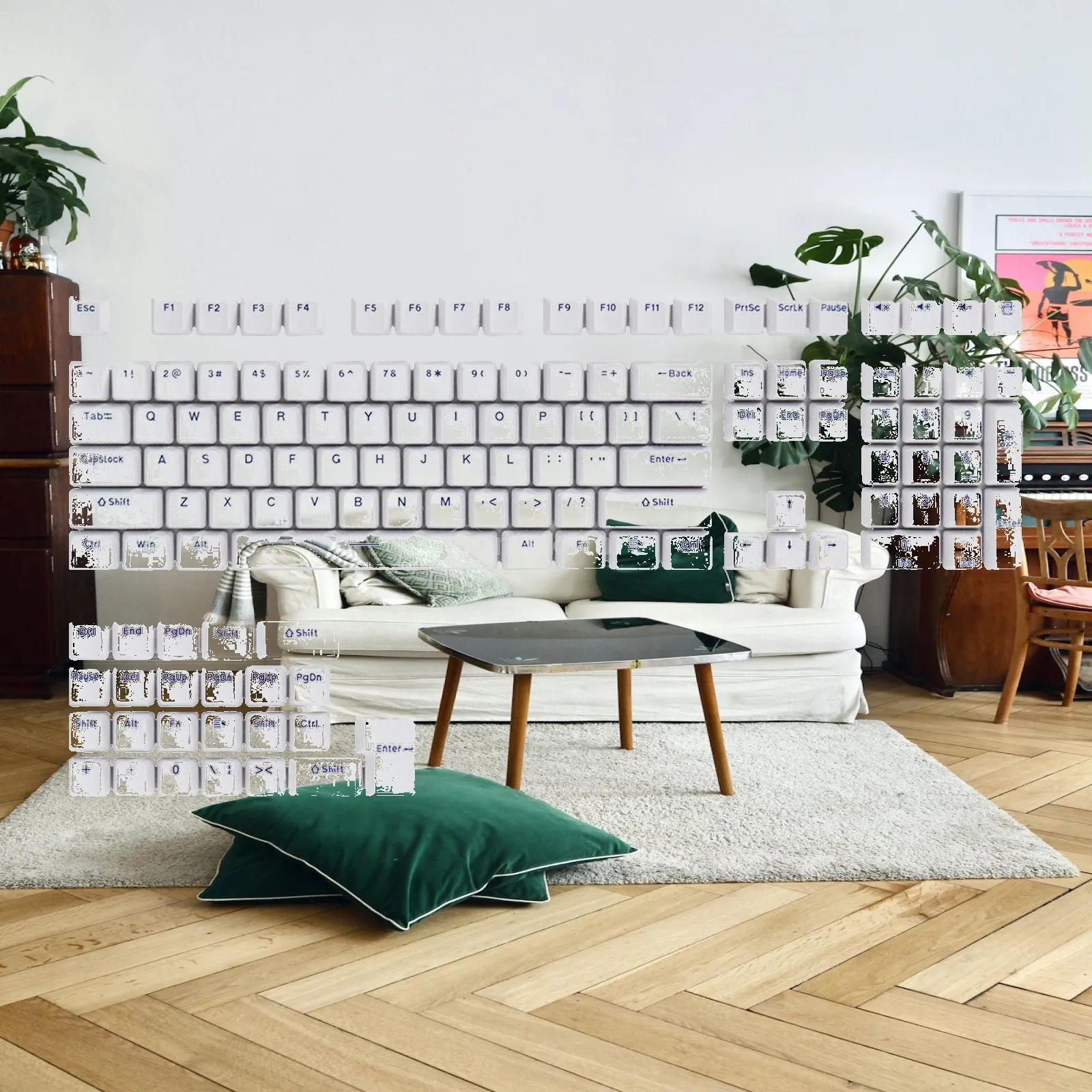 132 Keycaps, 61/62/64/68/75 Simple Themed for Keyboard Replaces Spare Parts