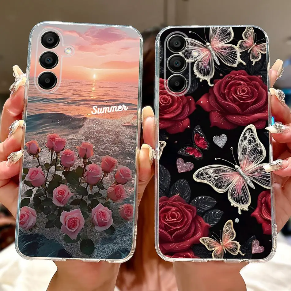Para Samsung Galaxy A16 SM-A165F A166B elegante funda de teléfono con pintura de mariposa Floral para Samsung A16 4G 5G fundas de silicona suave TPU