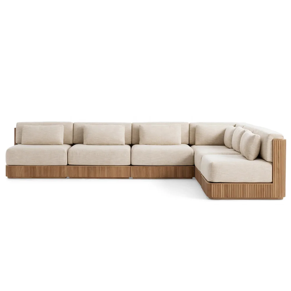 Sofa With Striped Design for Upscale Outdoor Use New Design Backyard Deck