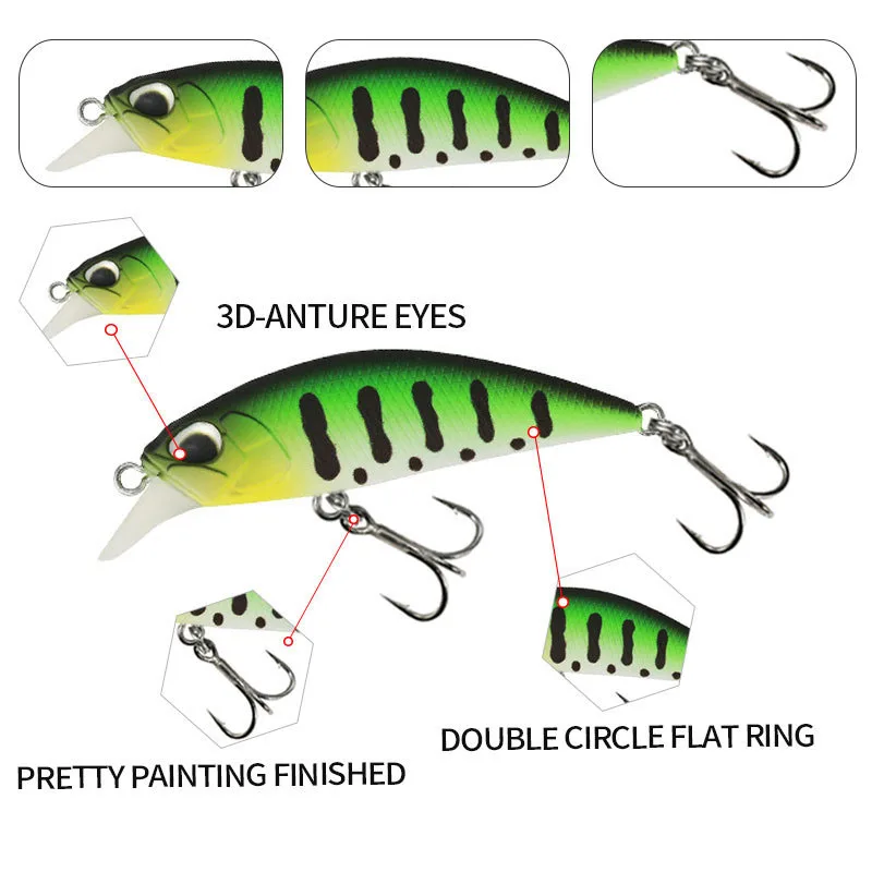 50mm 4.6g Mini Sinking Minnow Fishing Lures Artificial Baits for Bass Pike Carp Freshwater Jerkbait Swimbait Fishing Equipment image 5