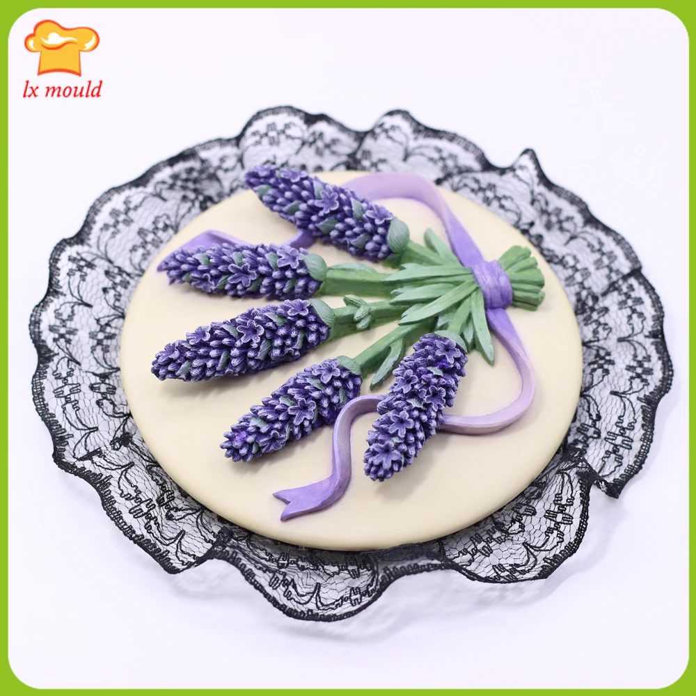 Round Lavender Silicone Mold Sugarcraft Cake Topper Decorating Baking Mould DIY Hand Diffuser Soap Aromatherapy Plaster