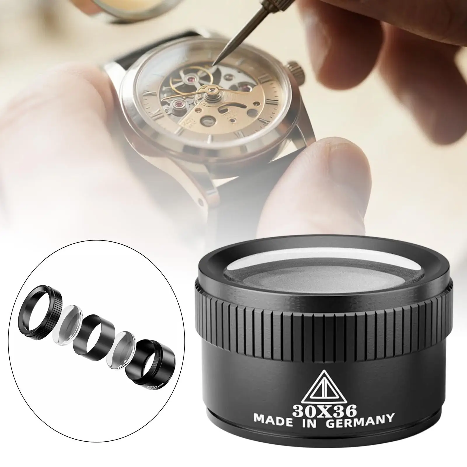 Handheld Magnifier Magnifying Glass Magnifying Loupe Easy to Use Portable 30x Magnification for Collectors Watch Maintenance