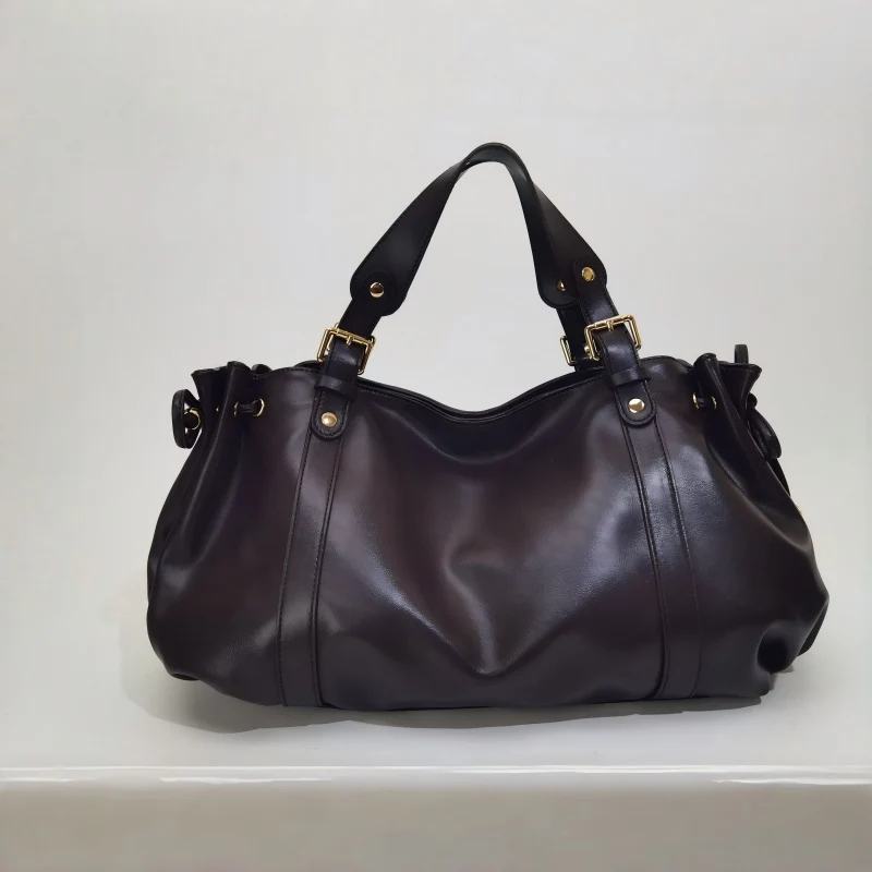 

Luxury Brand Women Shoulder Bag Fashion Drawstring Large Capacity Handbag Belt Buckle Pleated Tote Bag New Commuter Underarm Bag