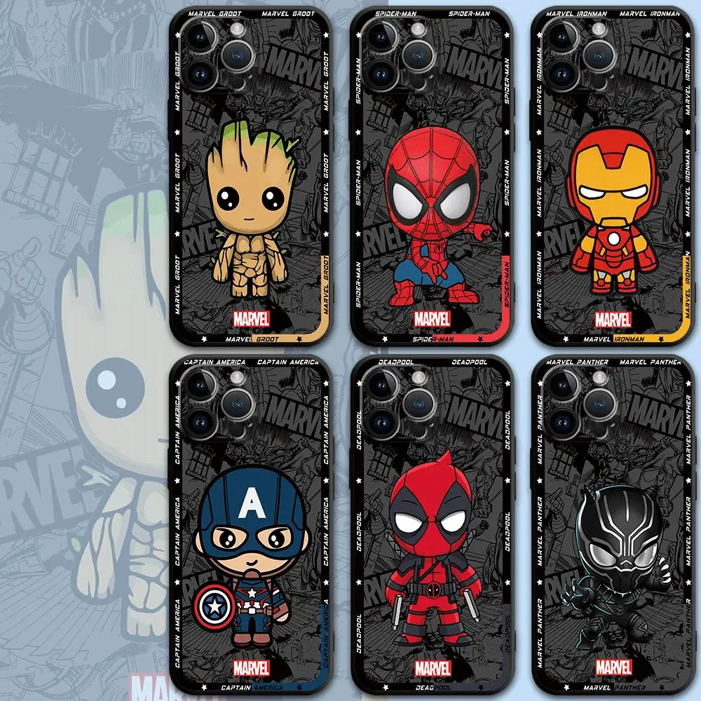 Marvel Spiderman Groot Phone Case for Apple iPhone 15 Pro Max 14 11 Pro Max 13 12 MINI XR XS MAX X 8 7 Plus SE TPU Soft Cartoon