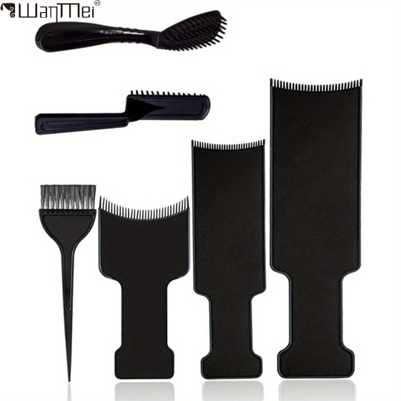 6Pcs Professional Hair Dye Coloring Tools Set Paddles, Brushes & Comb for Salon DIY Hair Bleach & Highlights