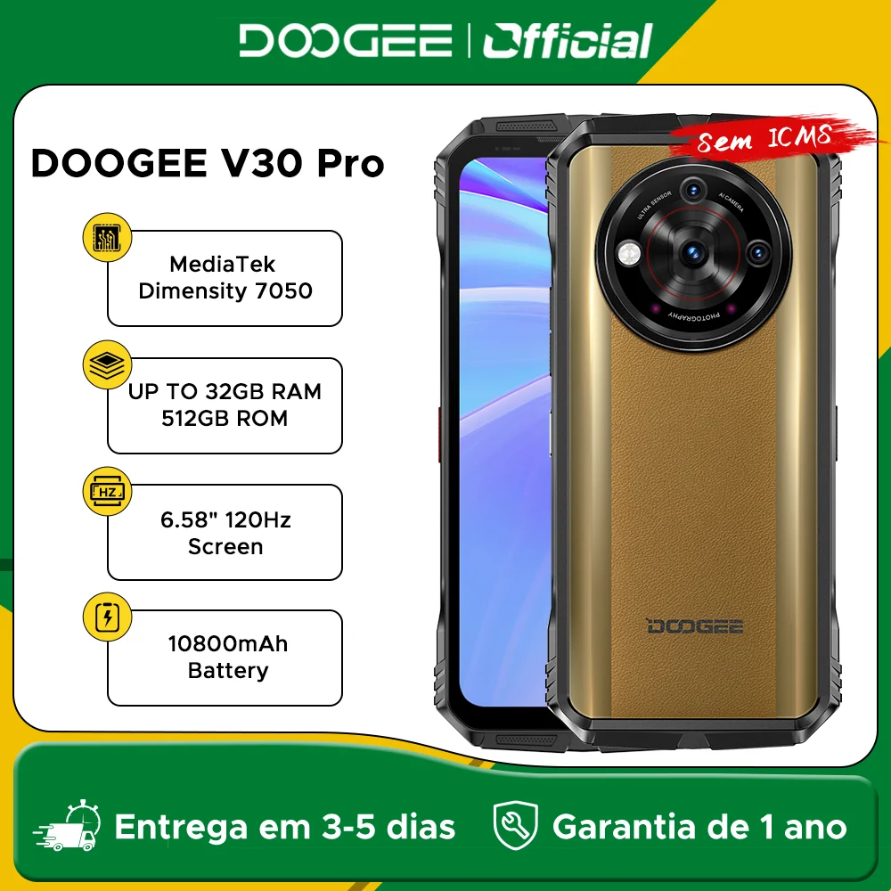 DOOGEE V30 Pro Rugged Phone 5G 200MP Camera 12GB 512GB Dimensity 7050 6.58