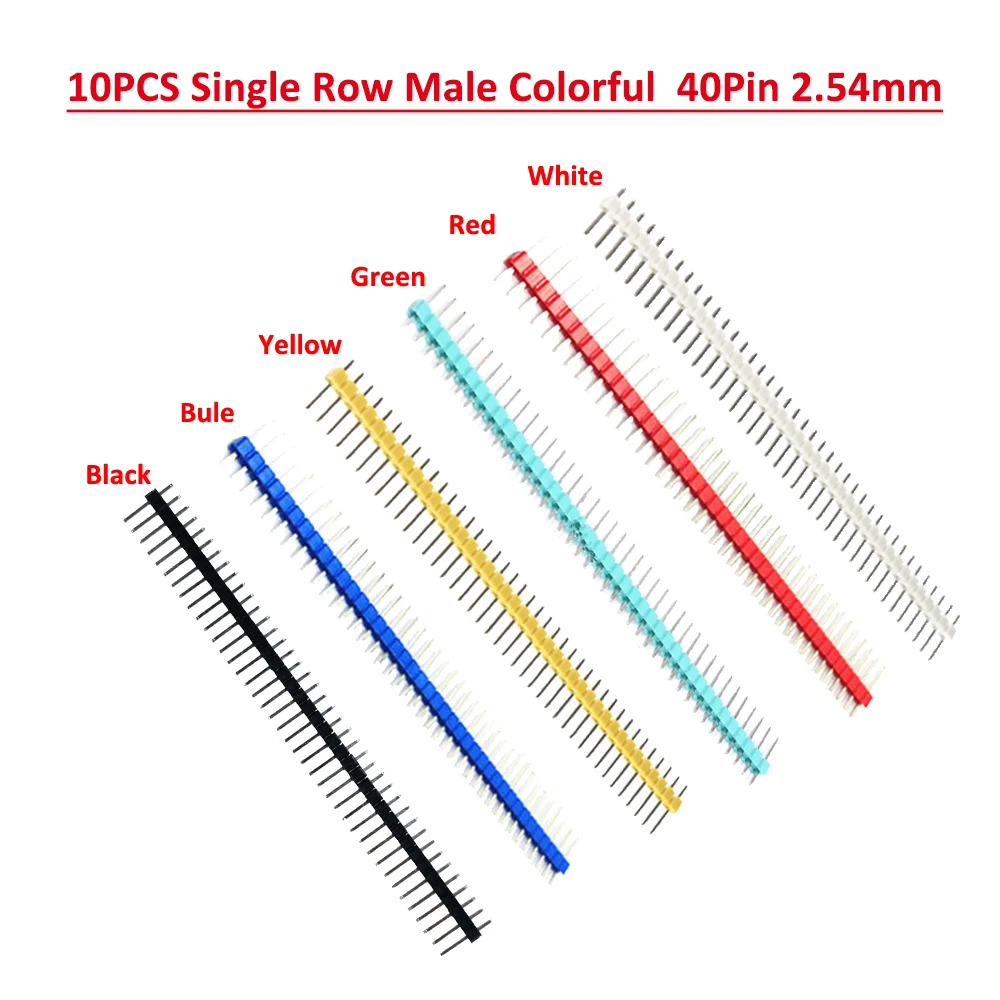 10Pcs Single Row Male Colorful  40Pin 2.54mm Breakable Pin Header r Connector 40pin Strip for PBC Board Soldering Welding