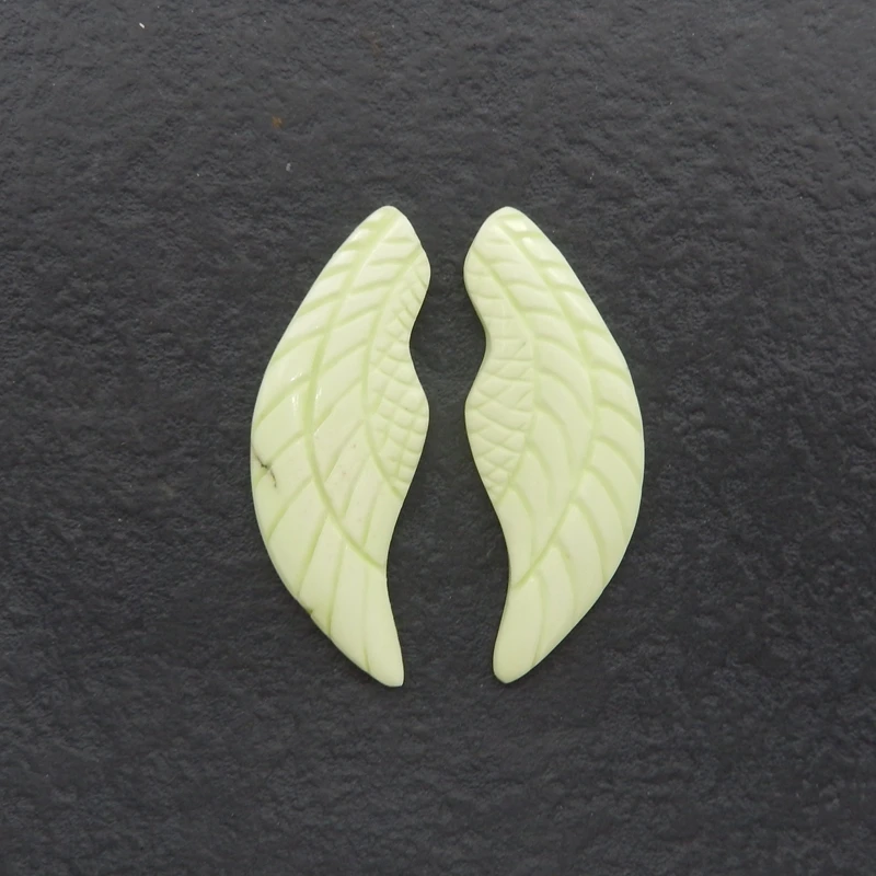 Natural Howlite Wing Shape Hand Carved Earring Beads Fashionable Beads DIY Jewelry Unique Accessory Elegant Gift 51x19x4mm 11.5g