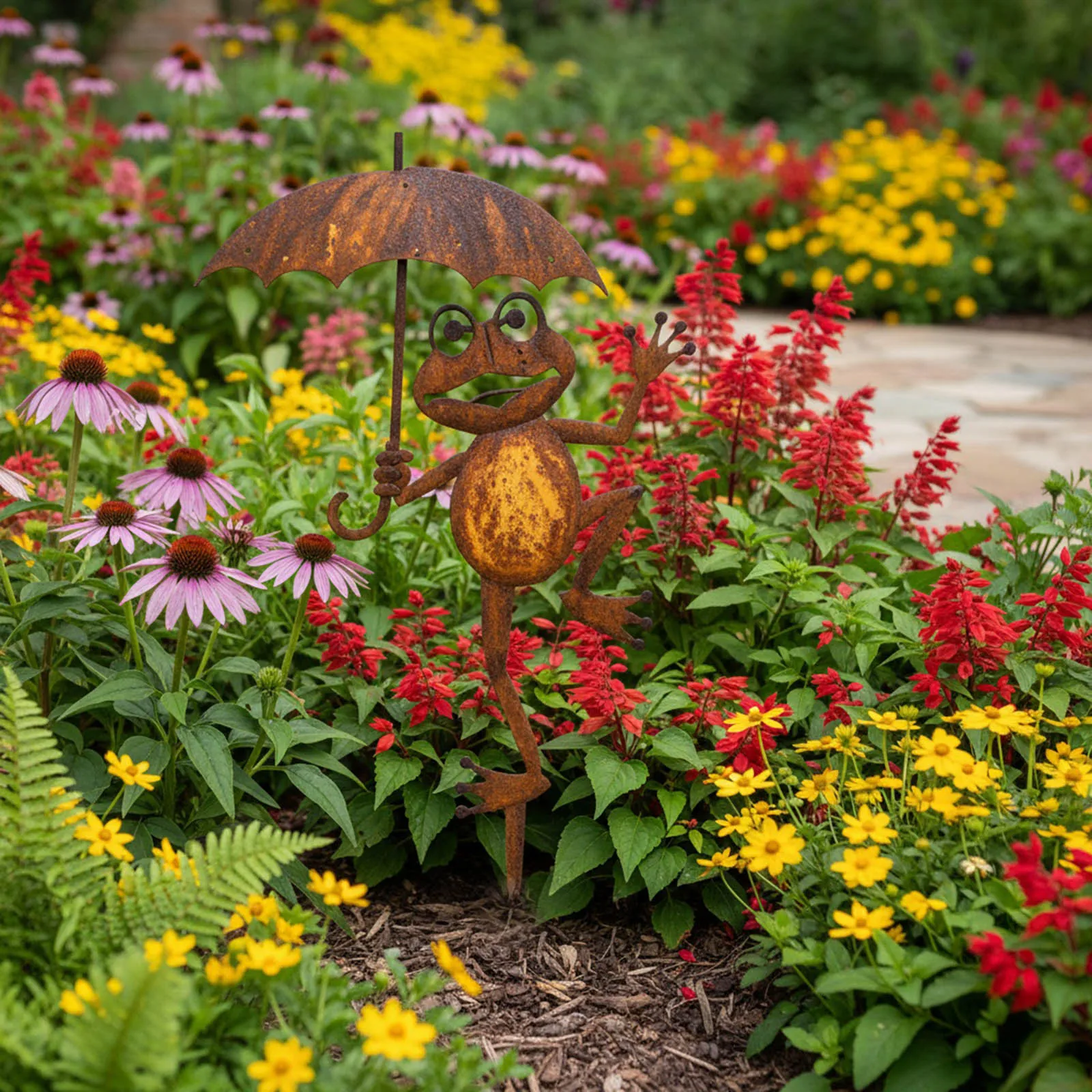 Frog Silhouette Garden Stake Weather- Classic Simple Iron Outdoor Decor for Balcony&Outdoor Landscape Enhancement