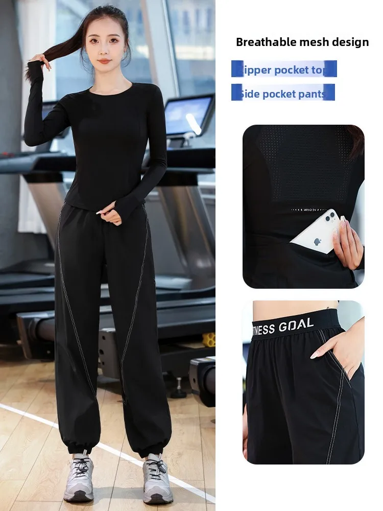 Grande taille Fitn vêtements Ensemble pour femmes en plein air décontracté matin course longue Sve Yoga vêtements de sport Ensemble d'entraînement professionnel