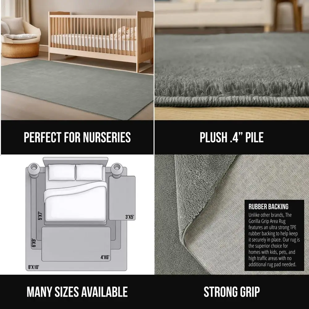 

Gray 5x7 Area Rug - Slip, Stain & Washable, Plush, Non-Shedding, Kid & Pet Friendly, Ideal for Nursery, Bedroom, Living Room
