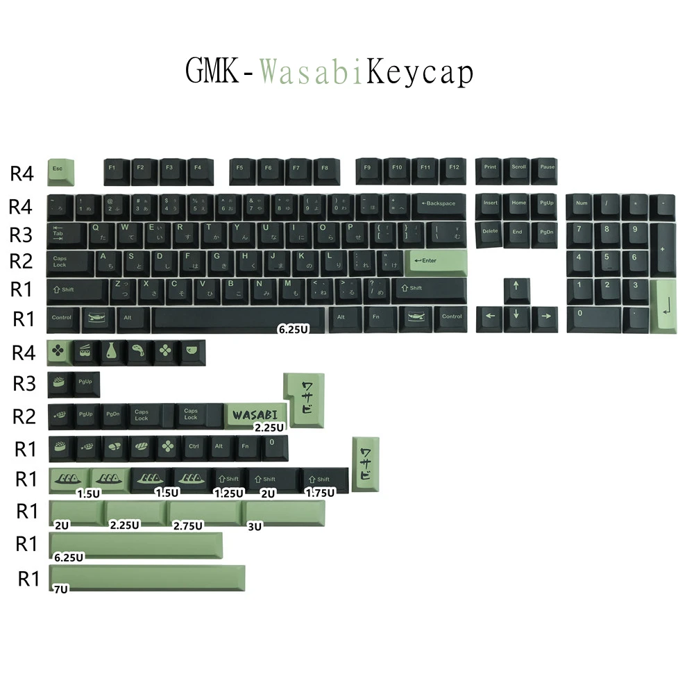 keycap para teclado mecanico gmk wasabi keycaps conjunto cherry profile dye sublimacao compativel gk61 64 68 84 87 96 108 01