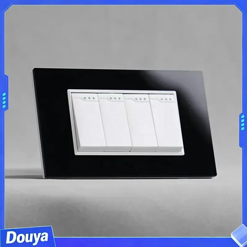 Modern Elegant 4-Gang Switch Acrylic Plate US Standard Electric Power Push Wall Light Switches Max Current 10A