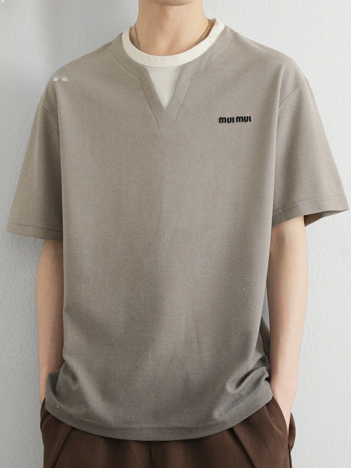 

Mo Two-Piece ort Sve T-irt Men's Summer Loose adient Color American Sle Casual Cotton Polyester Tee