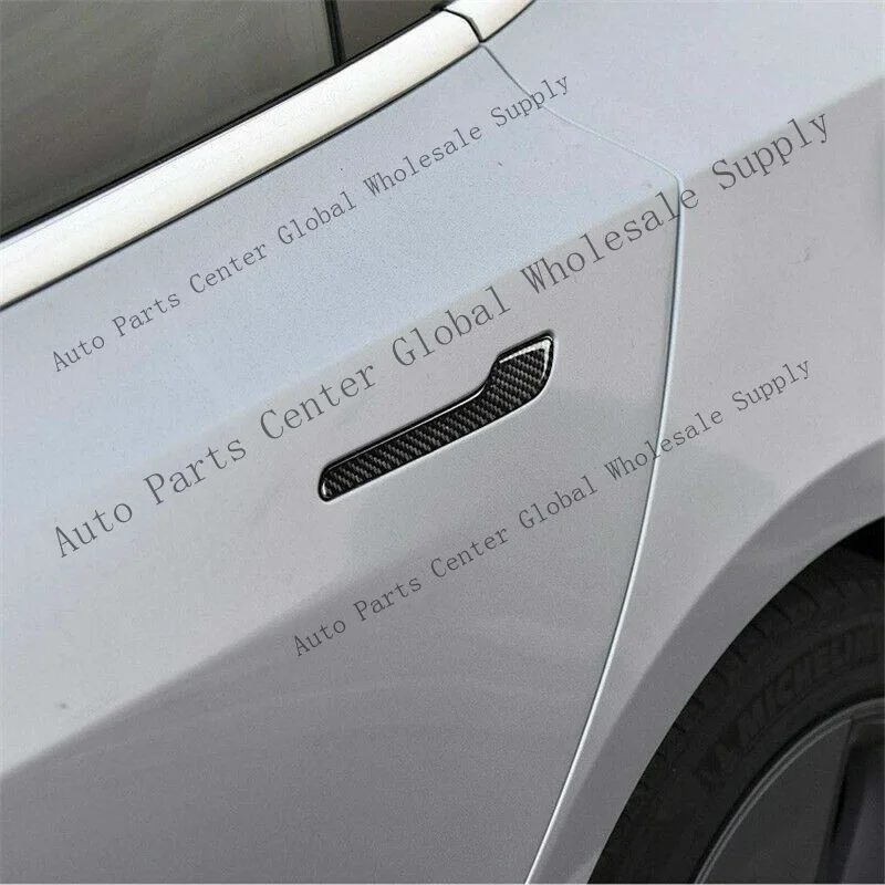 L+ 4Pcs Luxury Carbon Fiber Side Door Handle Cover Trim Sticker For Tesla Model 3