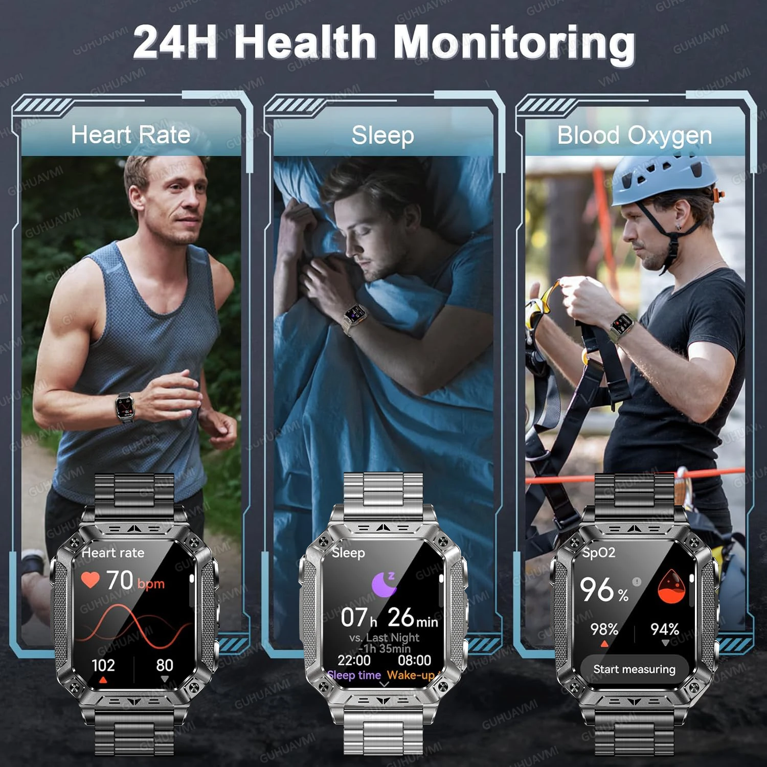 [2026 Men] 1400mAh Biggest Battery GPS Smart Watch 10ATM Waterproof Rugged Military Sport Clock New-Gen Outdoor Survival Watches