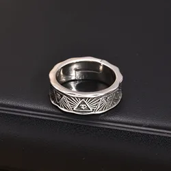 Eye of God Finger Ring for Men Boys,Punk Retro Knuckle Stacking Ring,Adjustable Free Ring,Vintage Jewelry for Him