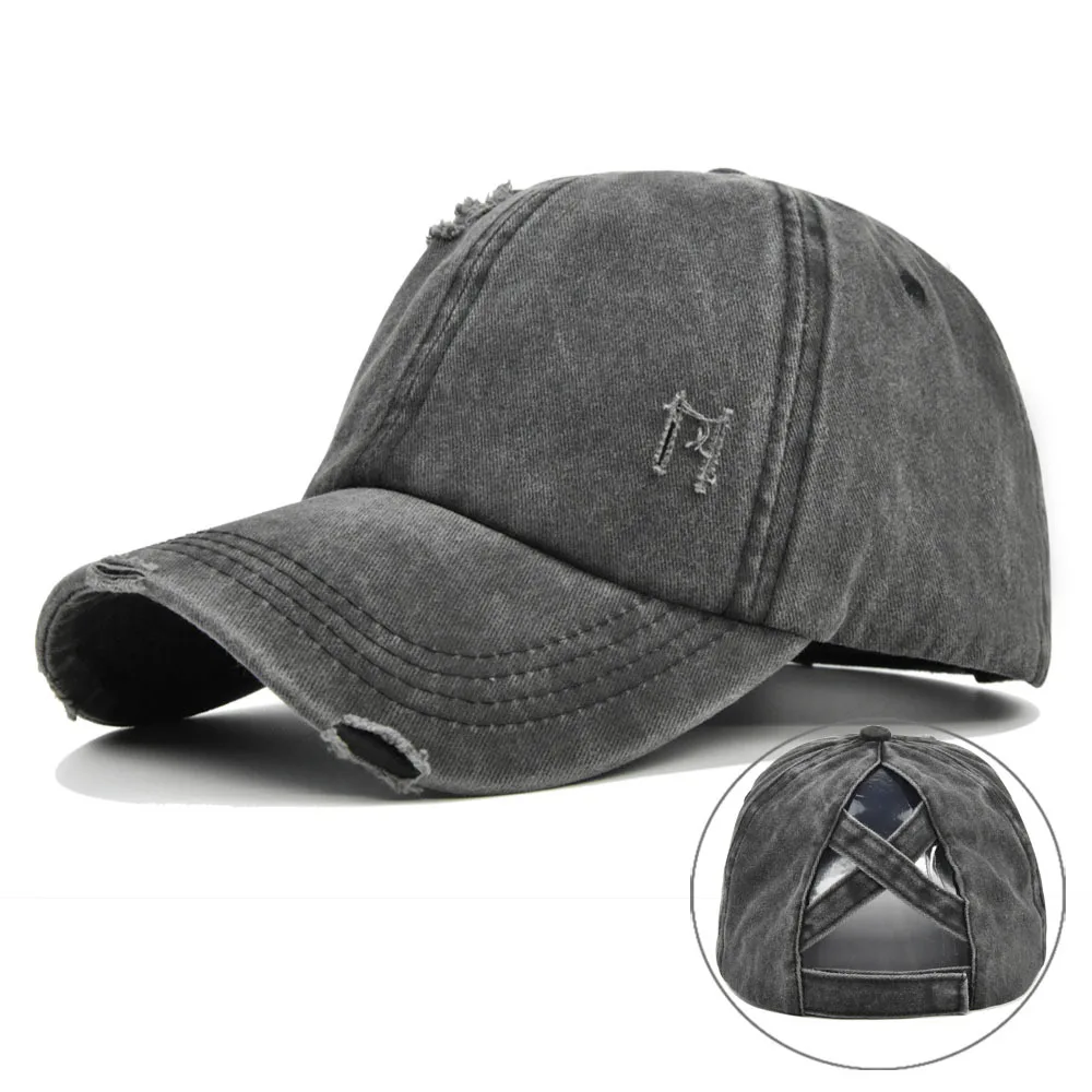 2026 New vintage washed denim cap, cross braid children's hat, vintage cotton sun hat