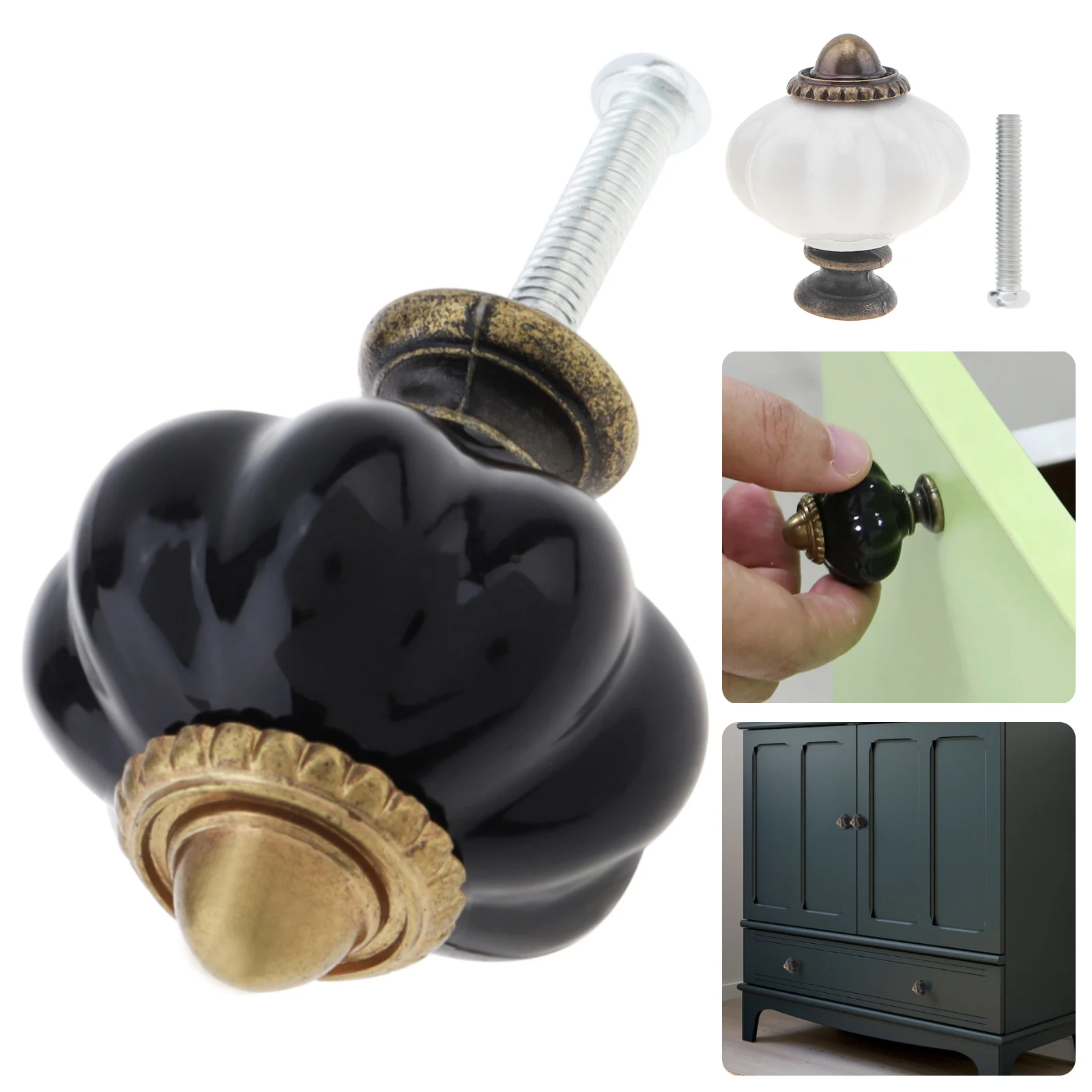1pc Pumpkin Acrylic Knobs Vintage Retro Style Decorative Drawer Knobs Dresser
