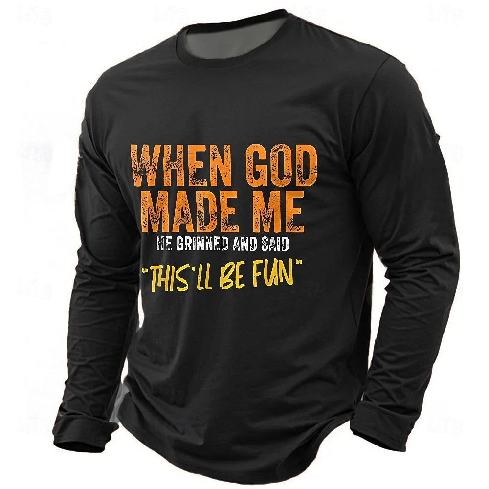2025 Simple Men's T-shirt Casual Loose Letter Print Long Sleeve T-shirts Autumn Large Size Outdoor Daily Men's T Shirt Clothing