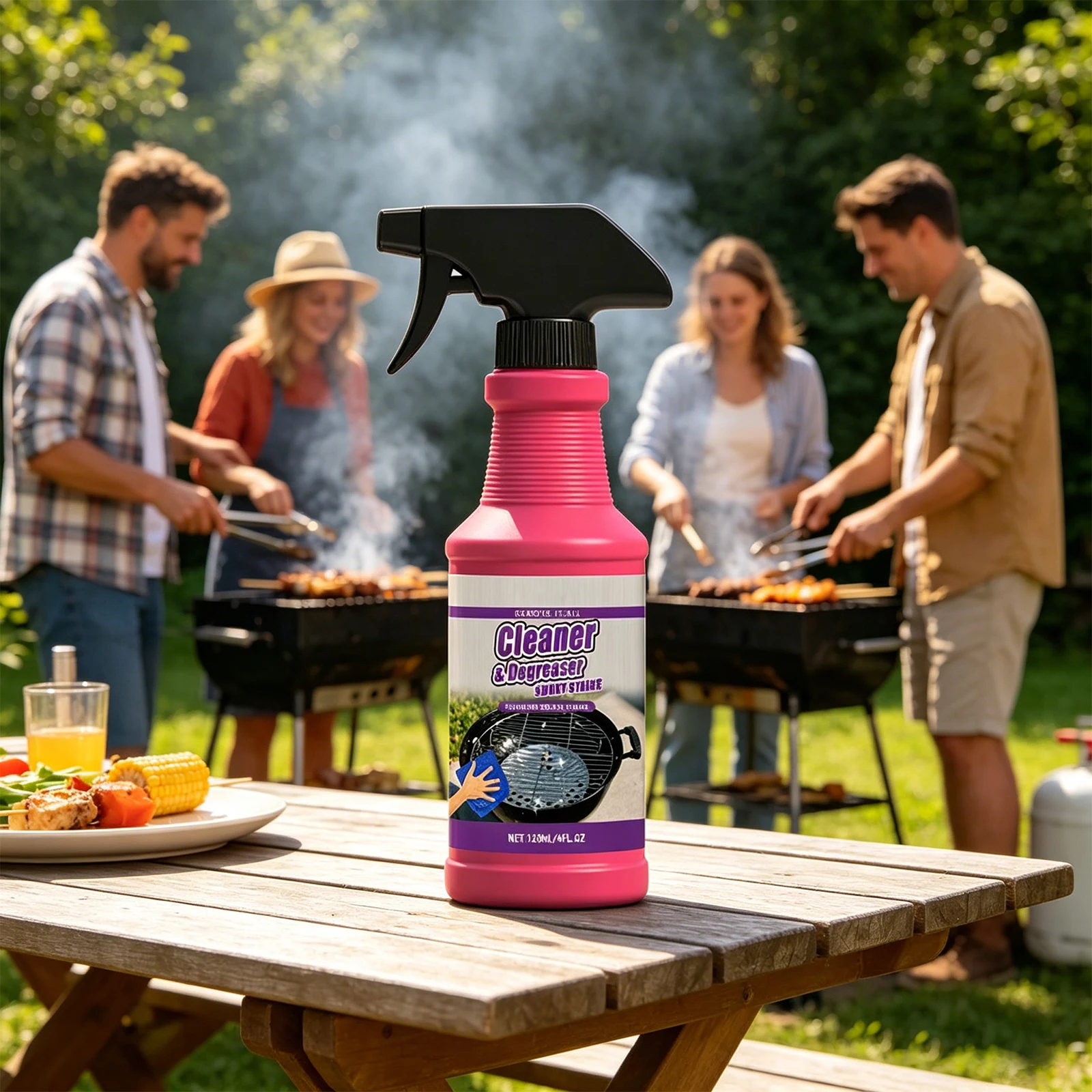 Powerful Foam Cleaner Potent Barbecue Rack Cleaner Fast-Acting Kitchen Oil Stain Remover for Home Kitchen Outdoor Barbecues
