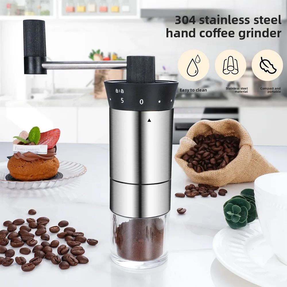 New Hand-cranked Coffee Bean Grinder Stainless Steel 304 Italian Home Outdoor Cafe Coffee Bean Grinder