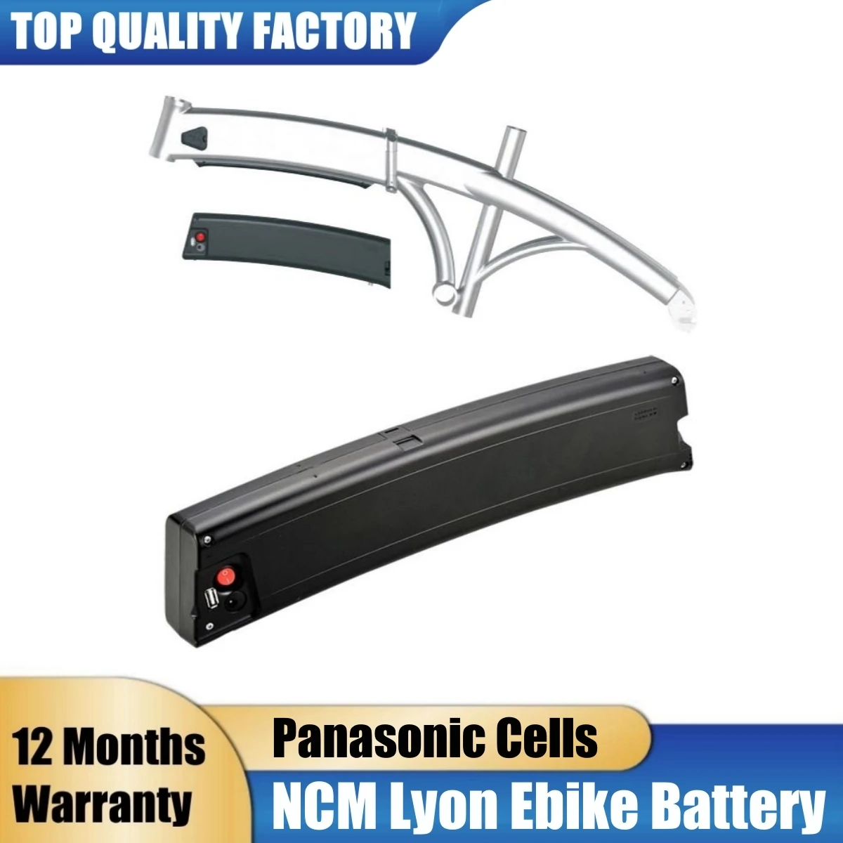 

Curved Electric Bike Battery Half Moon Scimitar 36V 8Ah 9.6Ah 10.5Ah Hidden Ebike Battery for NCM Easybike Lyon Ebike 250w 350W