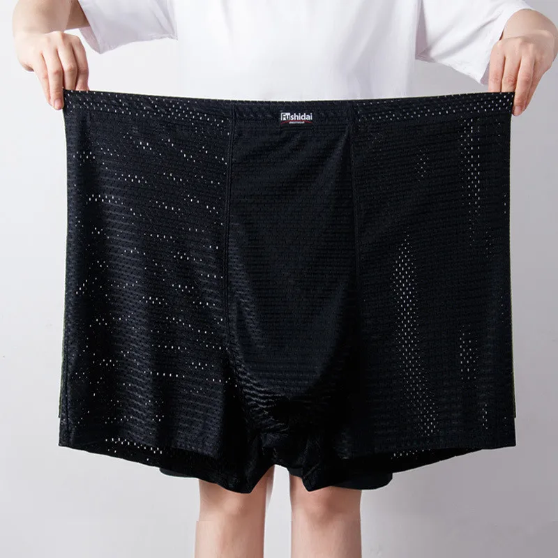 13XL Summer Boxer Men 200KG Underwear Mesh Panties Underpants Large Plus Size 8XL 9XL 10XL Ice Silk Male Boxershorts 11XL Shorts