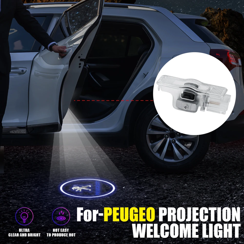 2 teile/satz LED Auto Tür Emblem Licht Willkommen Lampe Drahtlose Laser Projektor Auto Zubehör Für Peugeot 407 CRZ 508 2010 2011