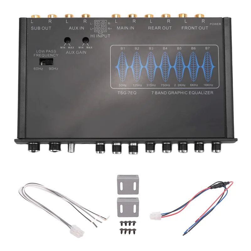 FORW-7 Band Car Equalizer Audio EQ Tuning Crossover Amplifier Parametric Car Preamplifier Audio Equalizer +-12Db