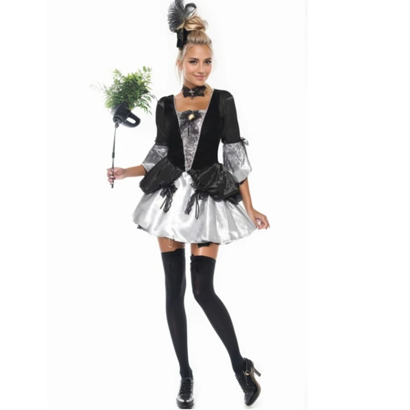 F1363 Party Clown Adult Costume Fashion Cosplay Halloween Dress Fancy Dress