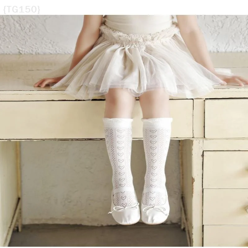 3 paia di calze principessa con volant in pizzo bianco - Calzini lunghi per bambini sottili e traspiranti in rete estiva per 3-12 anni