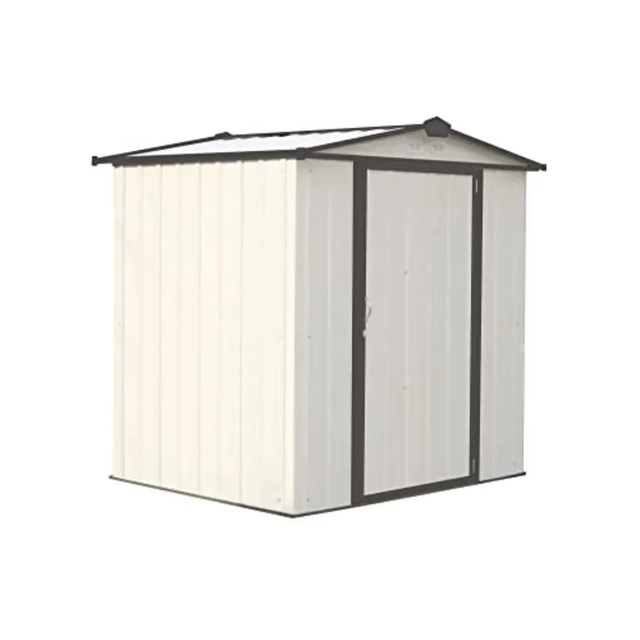 6' x 5' EZEE Galvanized Steel Low Gable Shed Cream with Peak Style Roof for Outdoor Storage