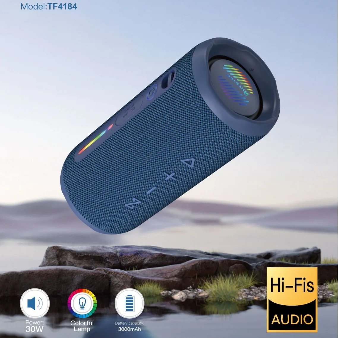 30W high-power portable outdoor wireless Bluetooth speaker HiFi stereo TWS heavy bass waterproof hands-free TF card/AUX