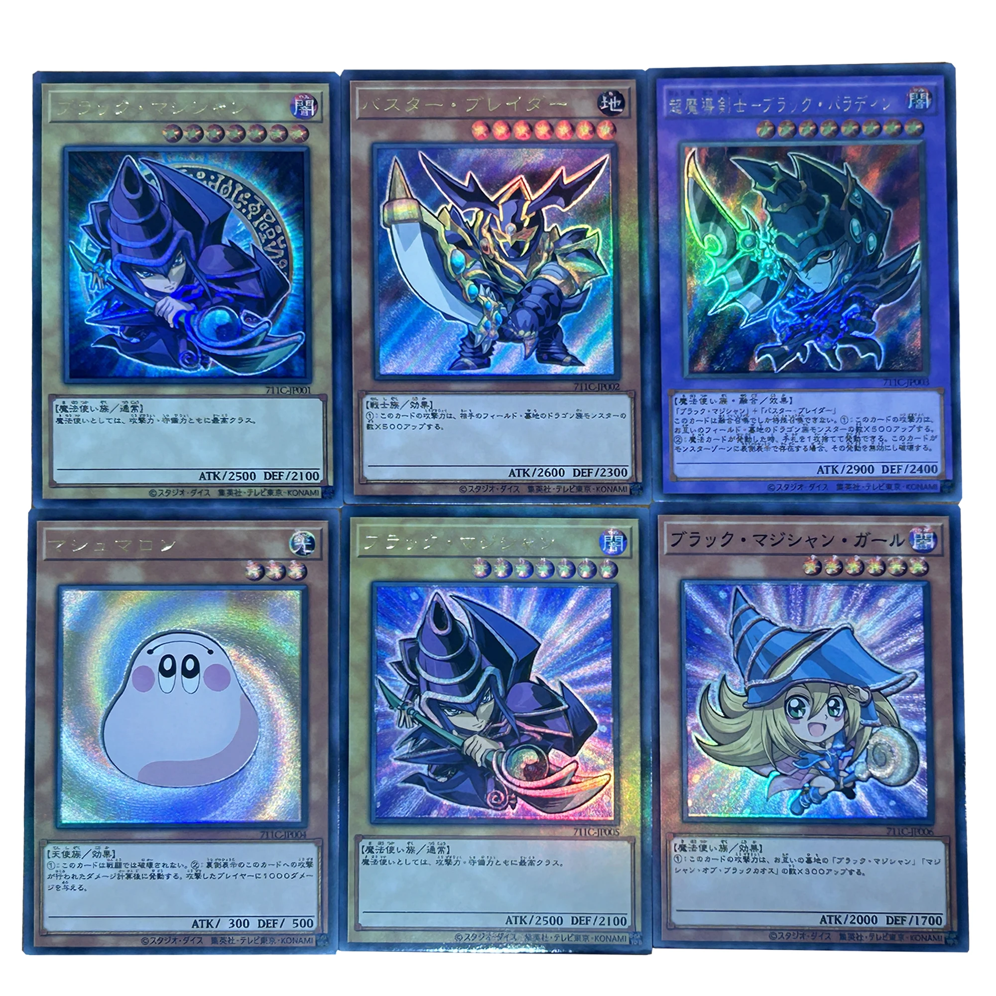 59X86Mm 6Pcs/set Diy Self Made Yu-Gi-Oh! Black Magician Girl Q Version Collection Card Coarse Flash Anime Cards Gifts Toys