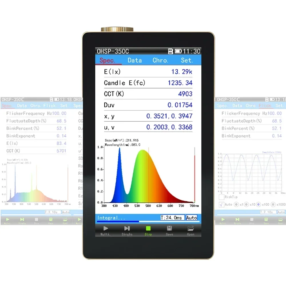 

380-780nm Portable Spectrometer CCT CRI Lux Tester Wavelength Meter