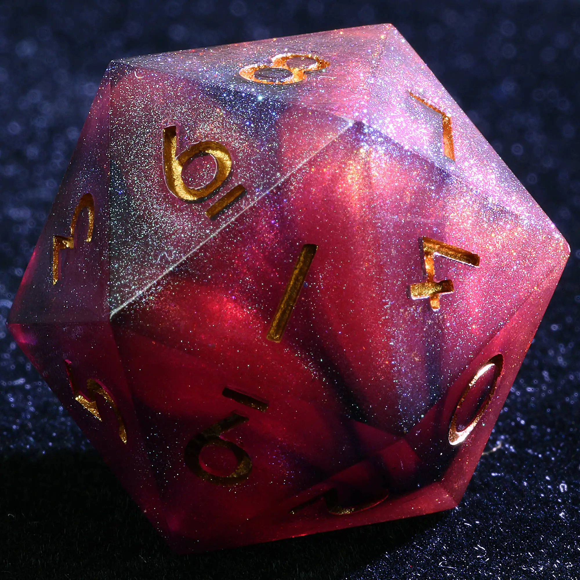 3 Polyhedral Resin 20 Sided D10 and 6 Sided D3 Set of Draw Steel Dice Inferno Aurora