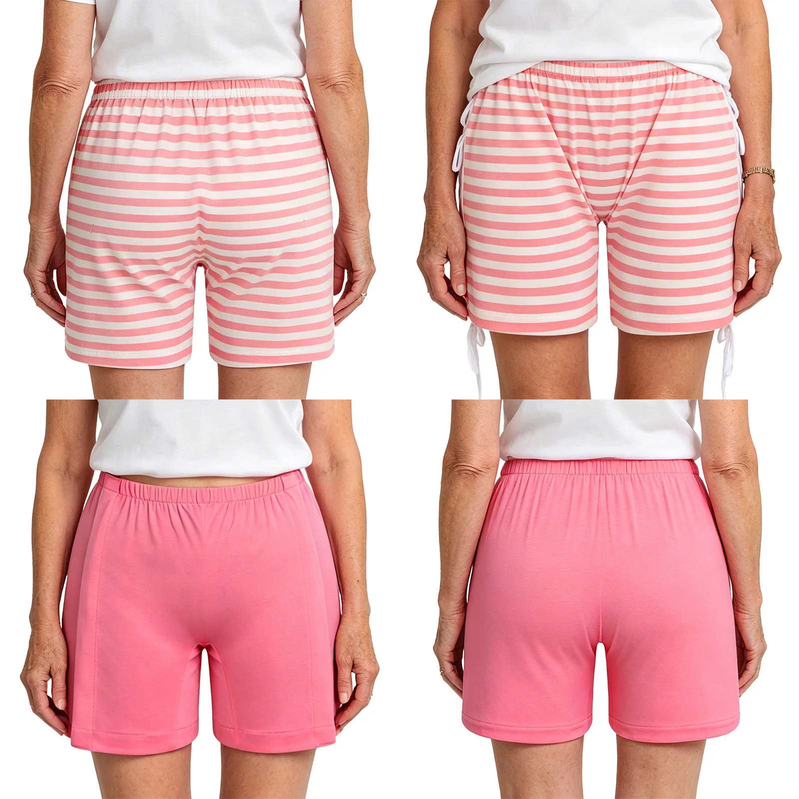 Womens Female Adaptive Shorts Sides Lace-up/Button-down Elastic Waistband Underwear Shorts for Bedridden Patients Special Needs