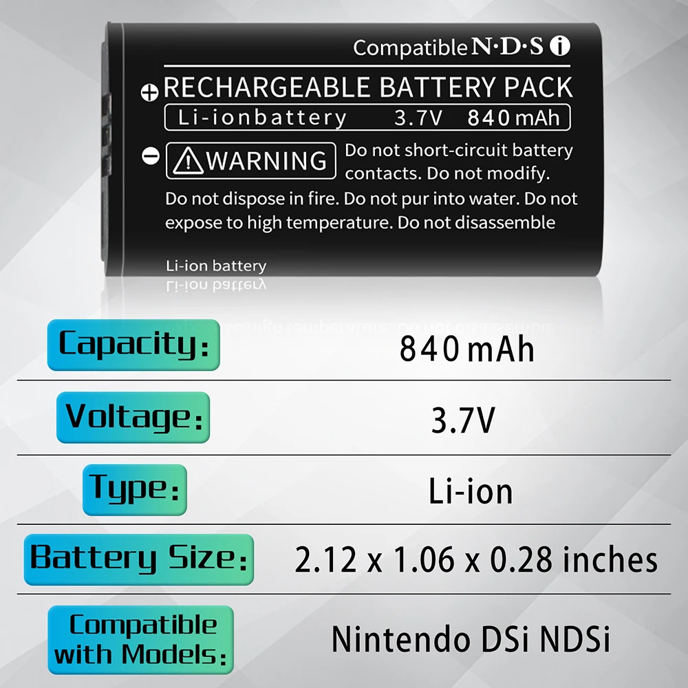 OSTENT 2000mAh Rechargeable Lithium-ion Battery + Tool Pack Kit for Nintendo DSi NDSi