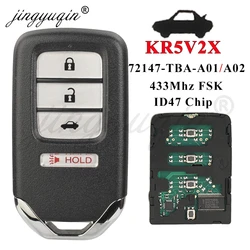 Jingyuqin zdalnie sterowanym samochodowym inteligentny klucz dla Honda Civic 2016-2020 433.92MHz FSK ID47 Chip KR5V2X Promixity Card 72147-TBA-A01/A02